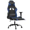 Silla Gaming Con Reposapiés Cuero Sintético Negro Azul