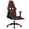 Silla Gaming De Masaje Y Reposapiés Cuero Sintético Negro Rojo