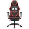 Silla Gaming De Masaje Y Reposapiés Cuero Sintético Negro Rojo