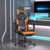 Silla Gaming Masaje Y Reposapiés Cuero Sintético Negro Naranja