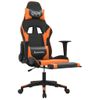 Silla Gaming Masaje Y Reposapiés Cuero Sintético Negro Naranja