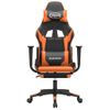 Silla Gaming Masaje Y Reposapiés Cuero Sintético Negro Naranja