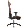 Silla Gaming Masaje Y Reposapiés Cuero Sintético Negro Naranja