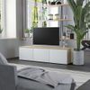 Mueble Para Tv Madera Contrachapada Blanco Y Roble 120x34x30 Cm