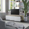 Mueble Para Tv Madera Contrachapada Blanco Y Roble 120x34x30 Cm