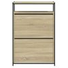 Vidaxl Zapatero De Madera De Ingeniería Roble Sonoma 75x34x112 Cm Marrón