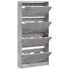 Vidaxl Mueble Zapatero 4 Cajones Abatibles Gris Hormigón 80x21x163,5cm