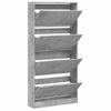 Vidaxl Mueble Zapatero 4 Cajones Abatibles Gris Hormigón 80x21x163,5cm