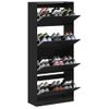 Vidaxl Mueble Zapatero Con 4 Cajones Abatibles Negro 80x34x187,5 Cm