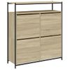 Vidaxl Mueble Zapatero 4 Cajones Abatibles Roble Sonoma 100x34x112 Cm Marrón