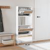 Vidaxl Mueble Zapatero Con Espejo 4 Niveles Blanco Brillo 63x17x134 Cm