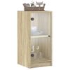 Armario Auxiliar Puertas De Vidrio Roble Sonoma 35x37x75,5 Cm Marrón