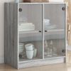 Armario Auxiliar Puertas De Vidrio Gris Sonoma 68x37x75,5 Cm