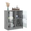 Armario Auxiliar Puertas De Vidrio Gris Sonoma 68x37x75,5 Cm