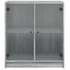 Armario Auxiliar Puertas De Vidrio Gris Sonoma 68x37x75,5 Cm