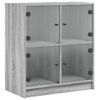 Armario Auxiliar Puertas De Vidrio Gris Sonoma 68x37x75,5 Cm