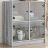 Armario Auxiliar Puertas De Vidrio Gris Sonoma 68x37x75,5 Cm