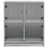 Armario Auxiliar Puertas De Vidrio Gris Sonoma 68x37x75,5 Cm