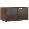 Mueble Pared Puertas Vidrio 2 Uds Roble Marrón 68,5x37x35 Cm