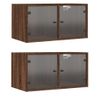 Mueble Pared Puertas Vidrio 2 Uds Roble Marrón 68,5x37x35 Cm