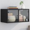 Mueble De Pared Con Puertas De Vidrio Negro 68,5x37x35 Cm