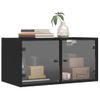 Mueble De Pared Con Puertas De Vidrio Negro 68,5x37x35 Cm