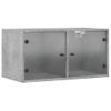 Mueble Pared Puertas Vidrio 2 Uds Gris Hormigón 68,5x37x35 Cm