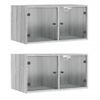 Mueble Pared Puertas De Vidrio 2 Uds Gris Sonoma 68,5x37x35 Cm