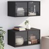 Mueble Pared Con Puertas De Vidrio 2 Uds Negro 68,5x37x35 Cm