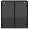 Mueble De Pared Con Puertas De Vidrio Negro 68x37x68,5 Cm