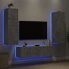 Vidaxl Muebles Tv Pared Con Led 6 Pzas Madera Ingeniería Gris Hormigón