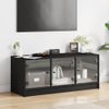 Vidaxl Mueble De Tv Con Puertas De Vidrio Negro 102x37x42 Cm