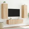 Vidaxl Muebles Tv Pared Con Led 6 Pzas Madera Ingeniería Roble Sonoma Marrón