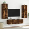 Vidaxl Muebles Tv Pared Con Led 6 Pzas Madera Ingeniería Roble Ahumado Marrón