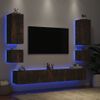 Vidaxl Muebles De Tv De Pared Con Luces Led 6 Piezas Roble Ahumado Marrón