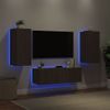 Vidaxl Muebles De Tv De Pared Con Luces Led 3 Piezas Marrón Roble