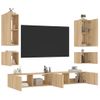 Vidaxl Muebles De Tv De Pared Con Luces Led 6 Piezas Roble Sonoma Marrón