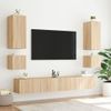 Vidaxl Muebles De Tv De Pared Con Luces Led 6 Piezas Roble Sonoma Marrón