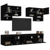 Mueble De Pared De Tv Con Luces Led 6 Piezas Negro