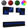 Mueble De Pared De Tv Con Luces Led 6 Piezas Negro