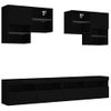 Mueble De Pared De Tv Con Luces Led 6 Piezas Negro