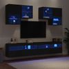 Mueble De Pared De Tv Con Luces Led 6 Piezas Negro