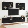 Mueble De Pared De Tv Con Luces Led 6 Piezas Negro