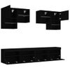 Mueble De Pared De Tv Con Luces Led 6 Piezas Negro