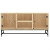 Mueble De Tv Con Puertas De Vidrio Roble Sonoma 102x37x50 Cm Marrón