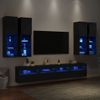 Muebles De Tv De Pared Con Luces Led 7 Piezas Negro