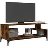 Mueble De Tv Madera De Ingeniería Y Acero Negro 102x40x41 Cm Marrón