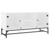 Mueble De Tv Con Puertas De Vidrio Blanco 102x37x50 Cm