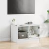 Mueble De Tv Con Puertas De Vidrio Blanco 68x37x42 Cm