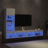 Vidaxl Muebles De Tv De Pared Con Led 4 Pzas Madera Ingeniería Blanco